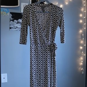 Brown Circle Pattern DVF-Style Wrap Dress